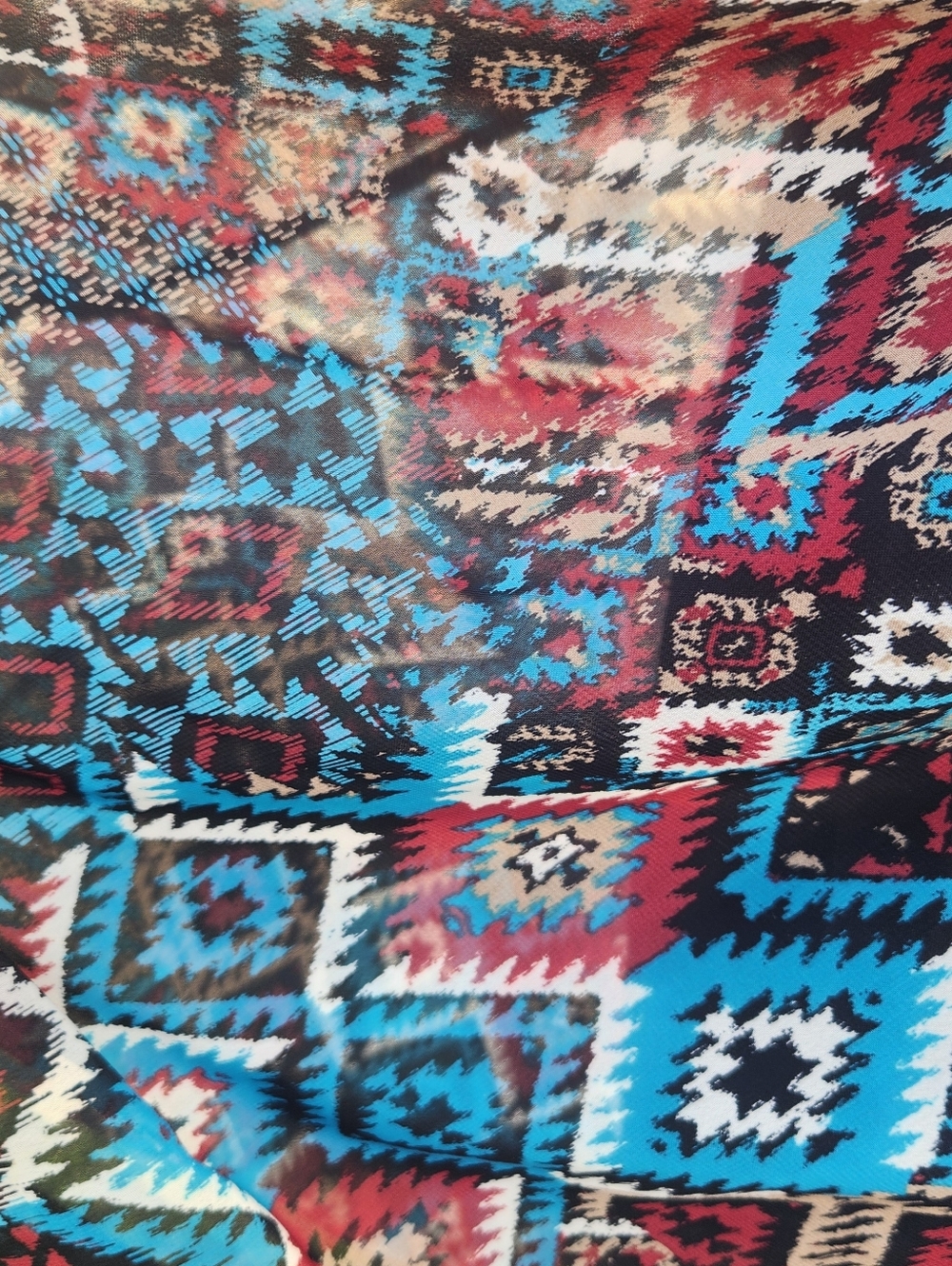 Espresso AZTEC Southwestern Flowing Dress VIBRANT COLORS 1X - Picture 8 of 9